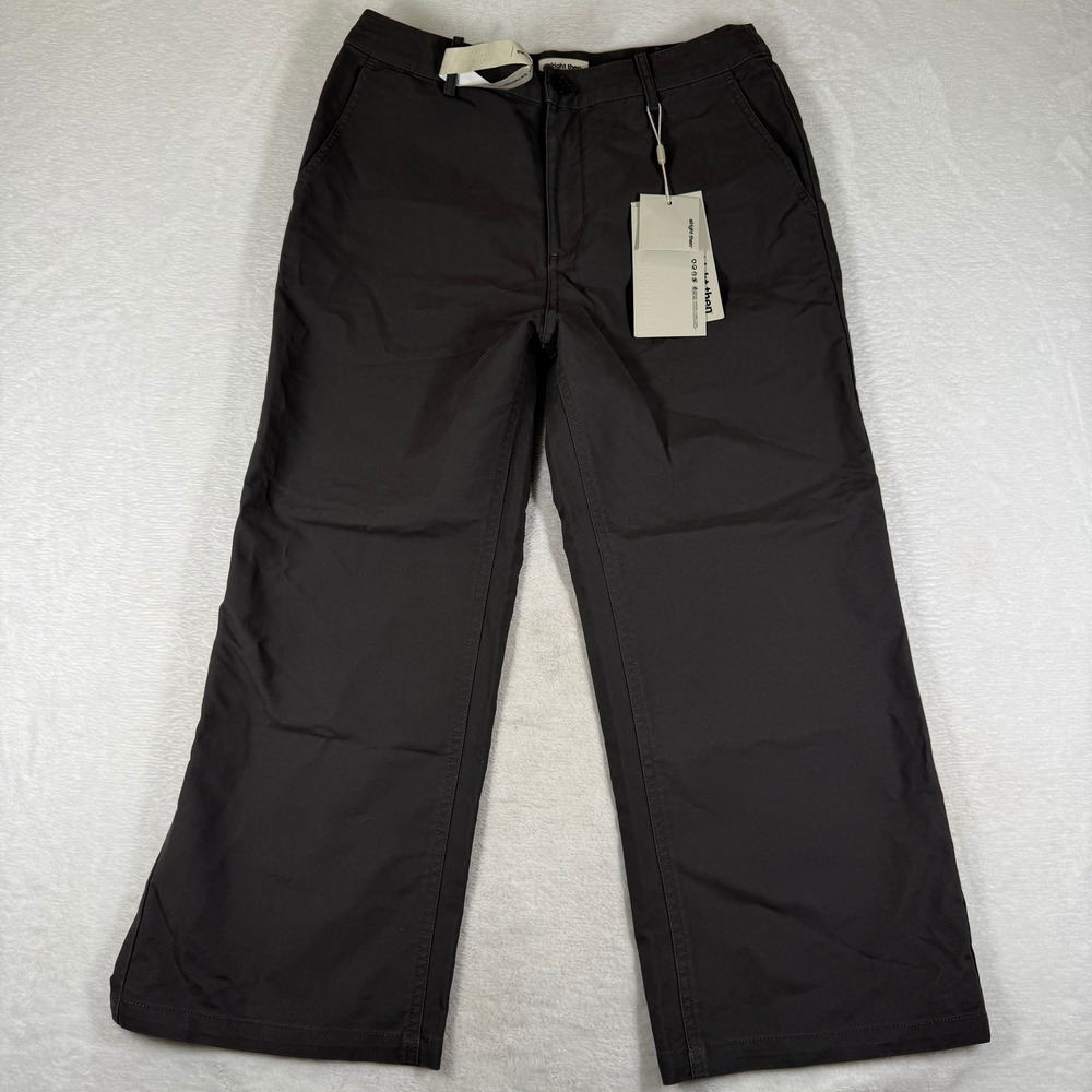 Alright Then Dark Grey Wide Leg Cotton Chino Pants Size 1 AT362KZ12692 NWT